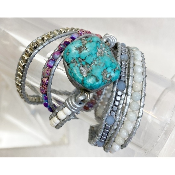 Turquoise stone 5 wrap bracelet - Picture 1 of 4